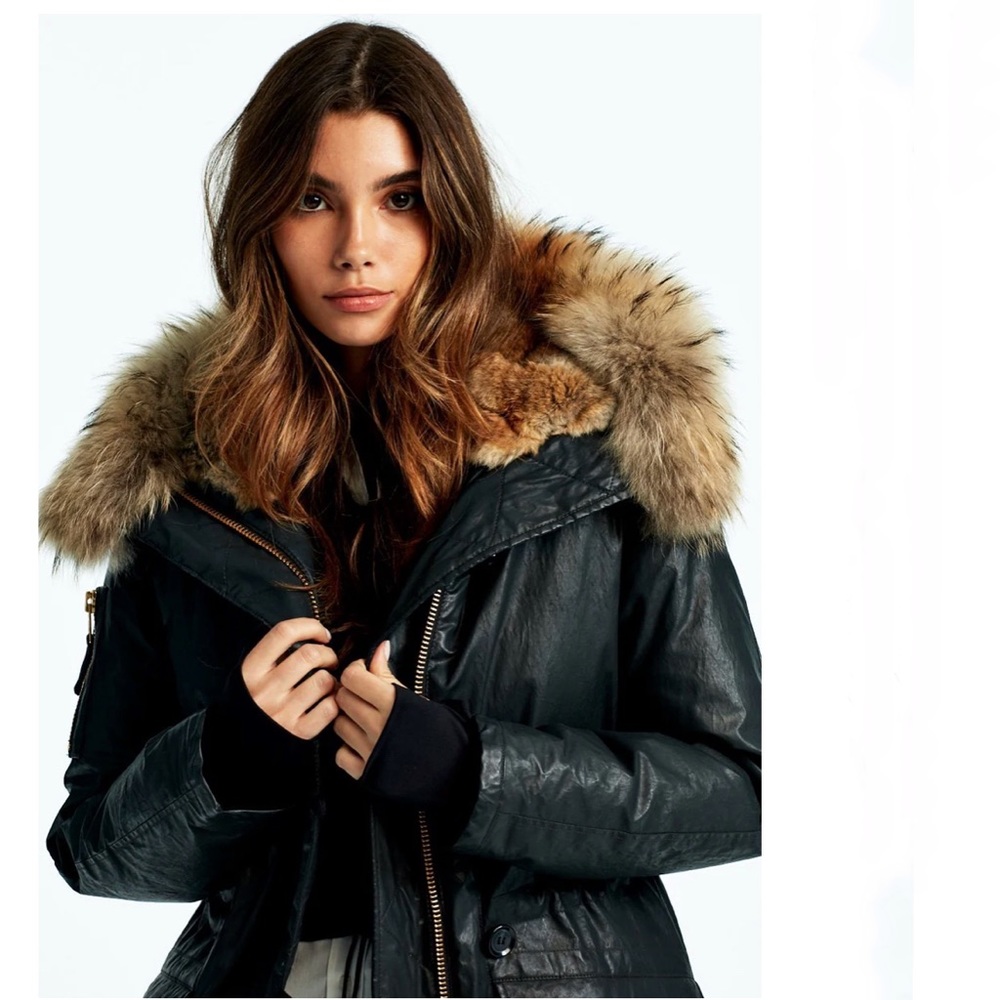 SAM. Black Puffer Jacket with Fur Trim - Picture 8 of 16